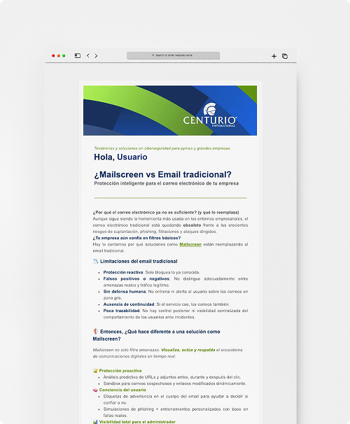 Representation of the product delivered to Centurio