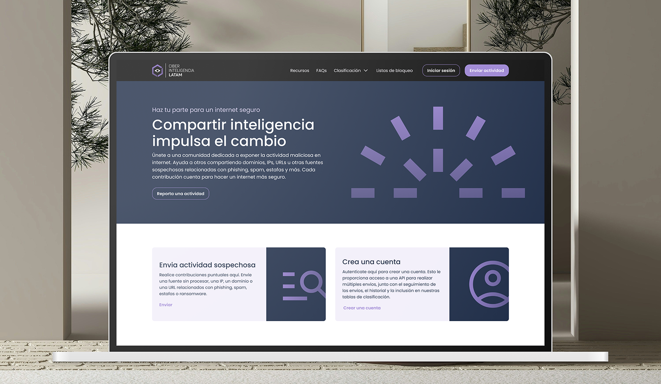 Representation of landing page delivered to Ciberinteligencia Latam, strategically structured with consistent branding, responsive design, and optimized navigation.