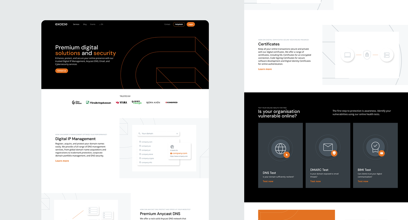 Website design developed for Excedo, with strategic structure, consistent branding, responsive layout, and optimized user navigation.